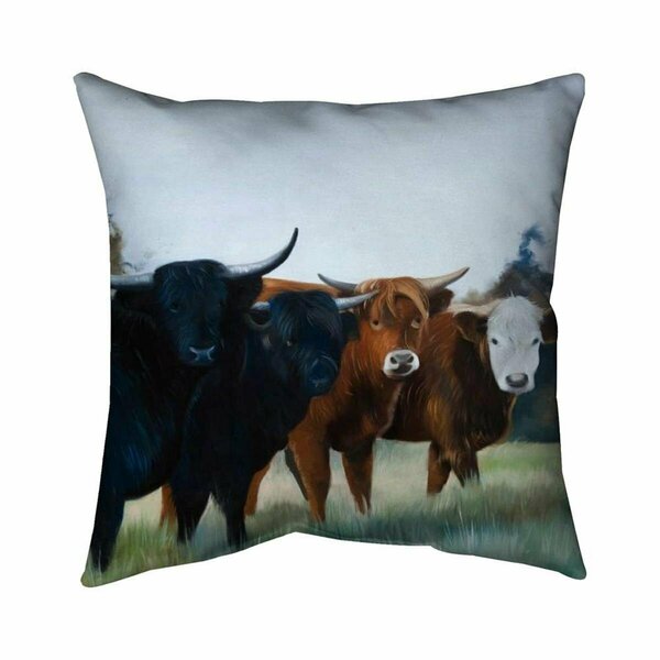 Begin Home Decor 26 x 26 in. Four Highland Cows-Double Sided Print Indoor Pillow 5541-2626-AN431